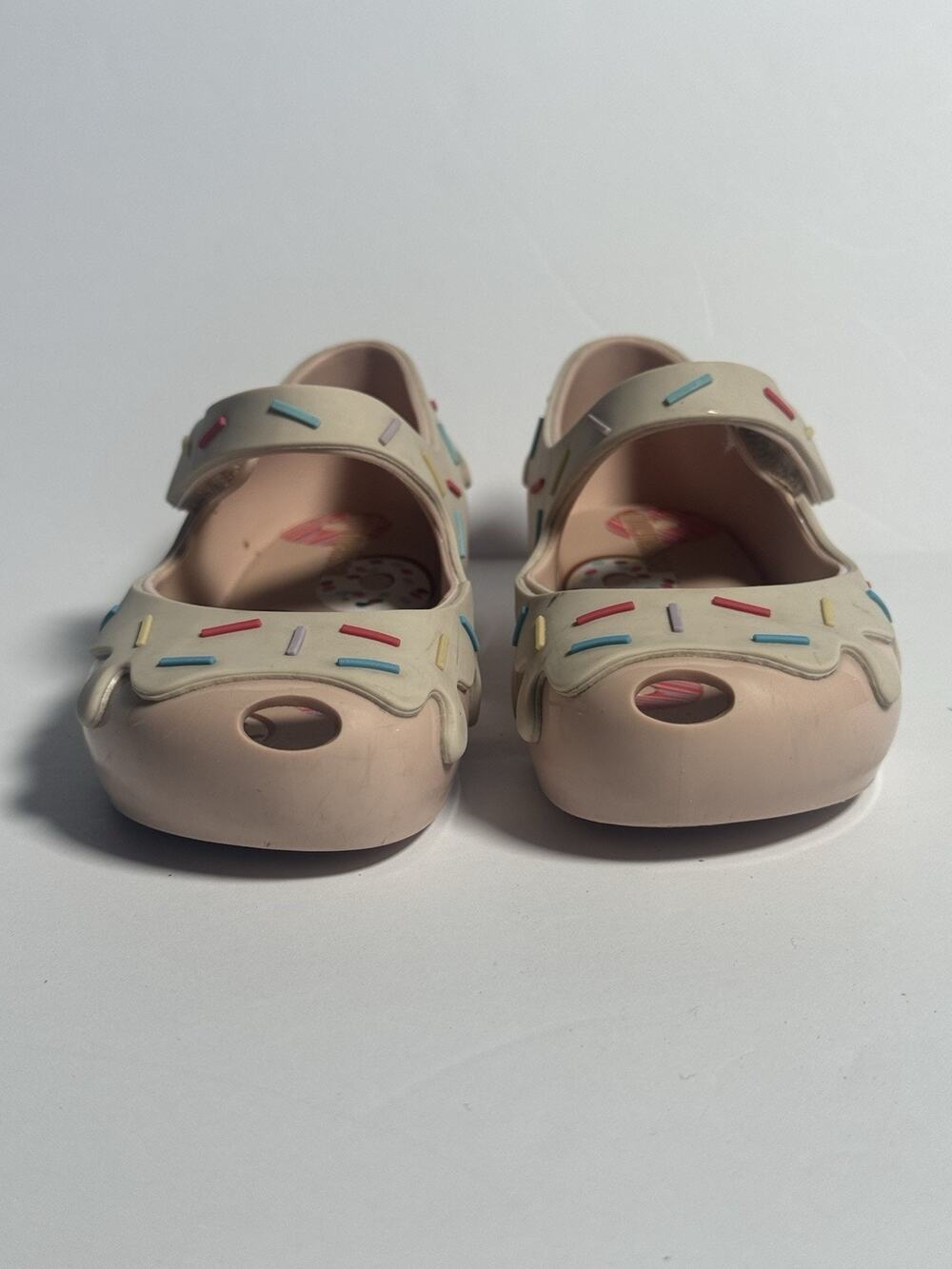 Mini Melissa Donut Mary Jane Flats Girls Size 8 Pink Cream Sprinkles Shoes